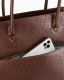 Kaai Handtas Voyager Ostrich Printed Chocolate Brown