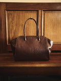 Kaai Handtas Voyager Ostrich Printed Chocolate Brown